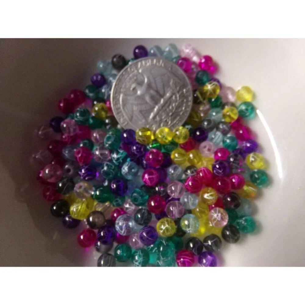 100 pc Mixed Scribble Mix #2 Glass Beads 4mm